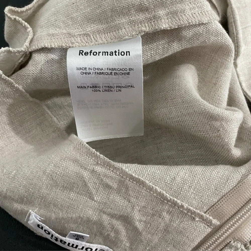 Reformation Cleo Linen Wide Leg Pants Size 8 Oatmeal Neutral Light Tan Pleated